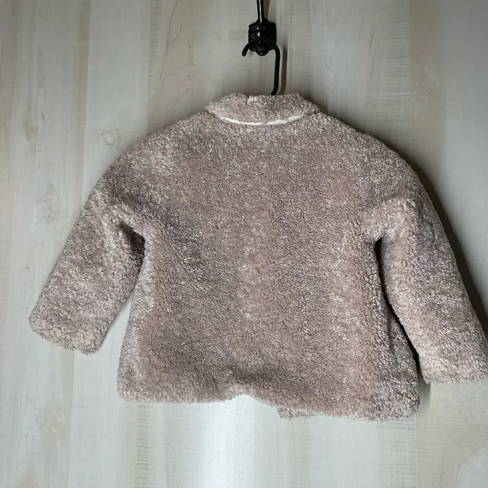 ZARA baby light pink‎ mauve sherpa coat, 3-4 years